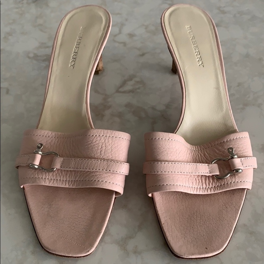 Baby pink Burberry slipper heel